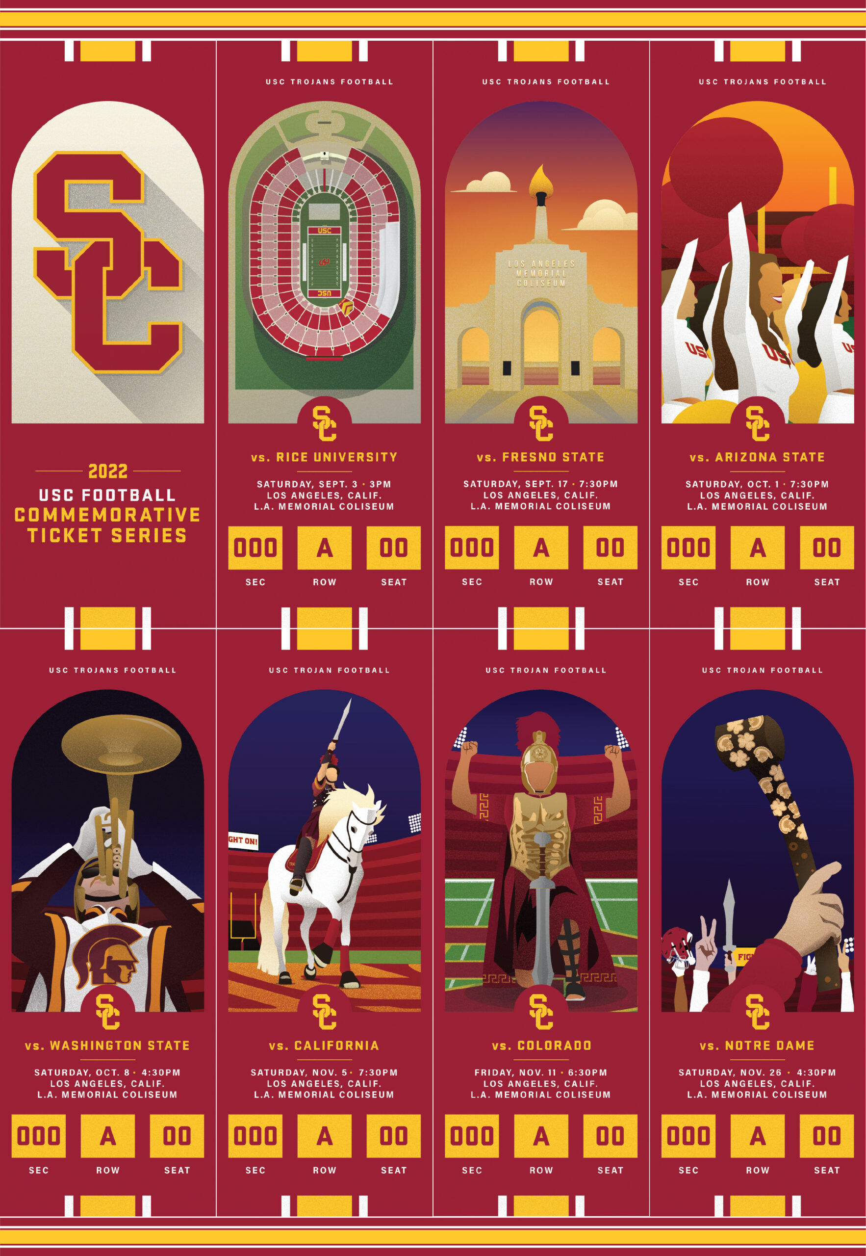 USC Football Commemorative Ticket Poster Stube